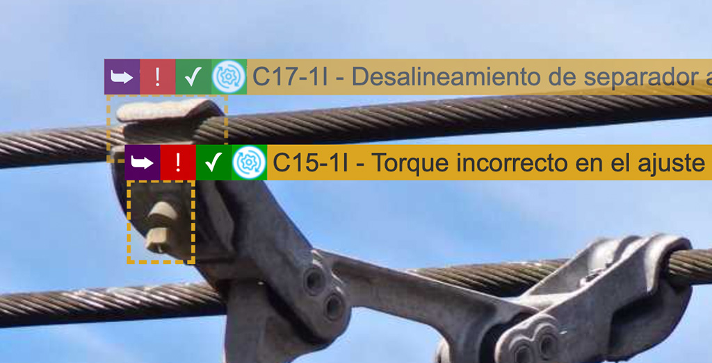 Detección IA de torque incorrecto en espaciador - severidad alta nivel 4