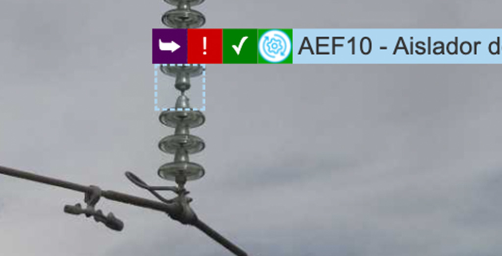 Detección IA de aislador vidrio ausente - severidad media nivel 3